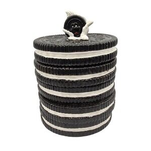 Vintage Oreo Cookie Jar Ceramic Stacked Sandwich Cookies Nabisco
